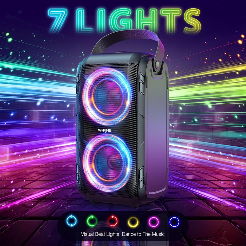 Alto-falante Bluetooth Portátil W-KING T9-2 - 80W, com LED e 24h